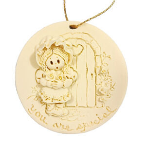 YOU ARE SPECIAL Little Girl In Bonnet Christmas Ornament Vintage La Berge 1993